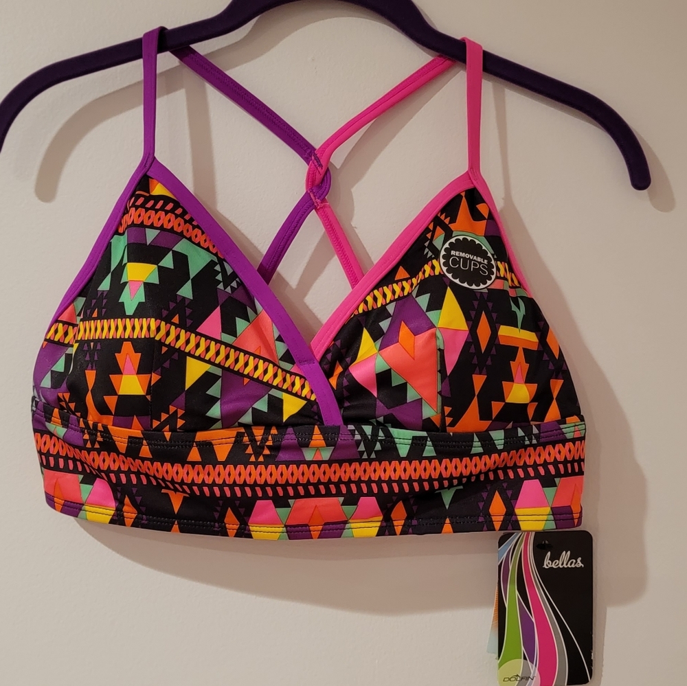 Dolfin Azera Bellas Bikini Top Aztec Print Criss Cross Back Size XL